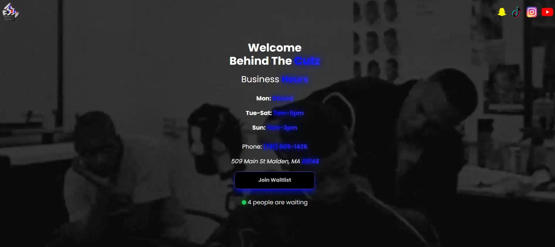 Behind the cutz landing page to join waitlist